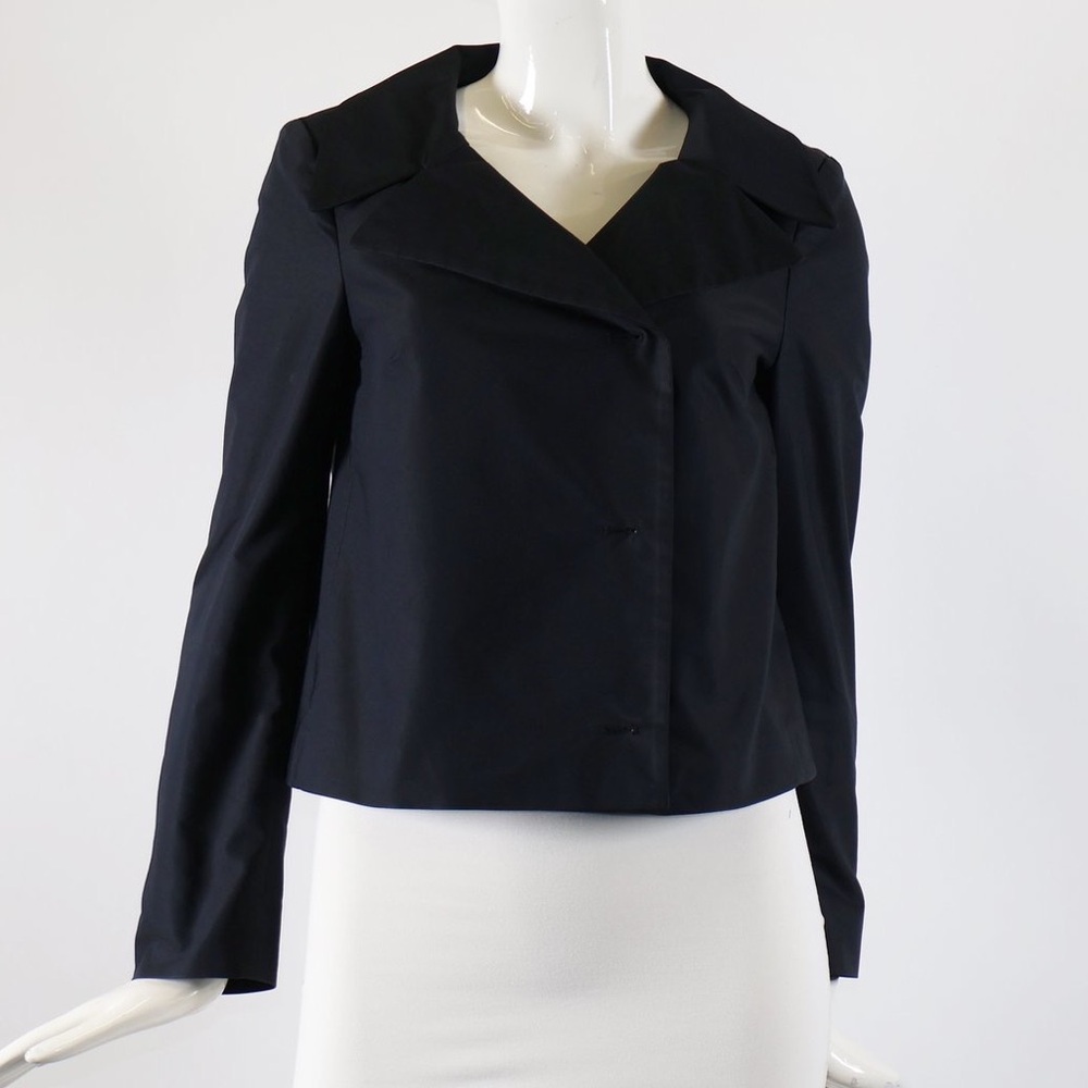 Dries Van‎ Noten Black Cropped Boxy Fit Blazer Jacket